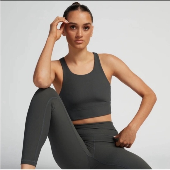 Wilo The Label Gray Ribbed Padded Tank Top Sports Bra Large Activewear - Picture 4 of 16